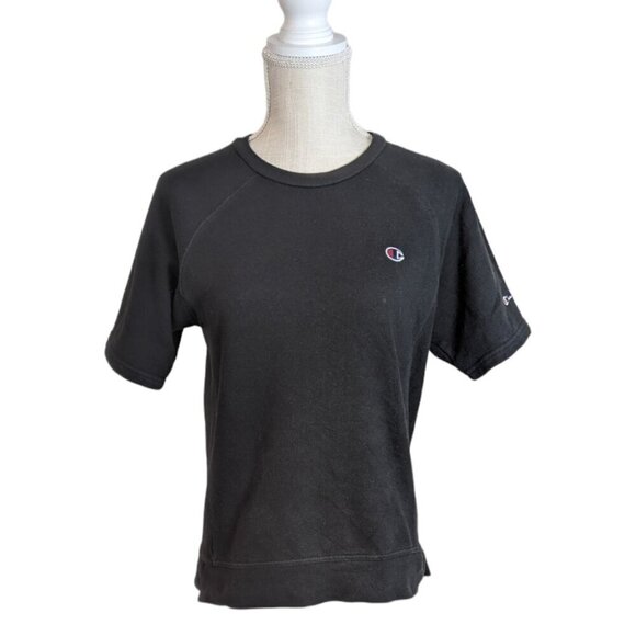 Champion Black Half Sleeve Sweatshirt Activewear Top - Picture 1 of 5